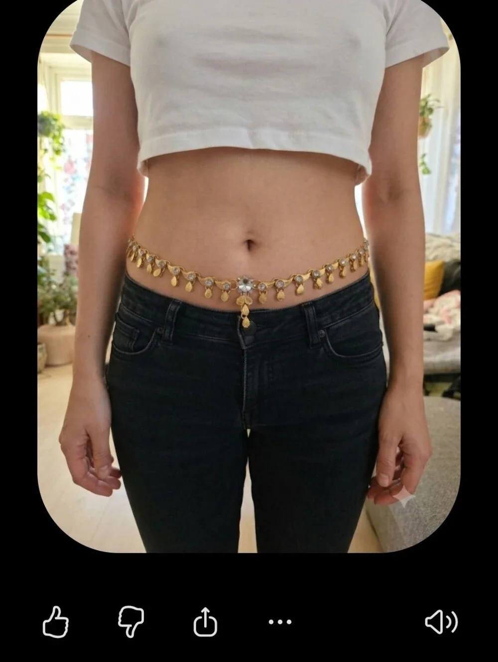 Gold Tone Dangle Coin Belly Chain Waist Belt